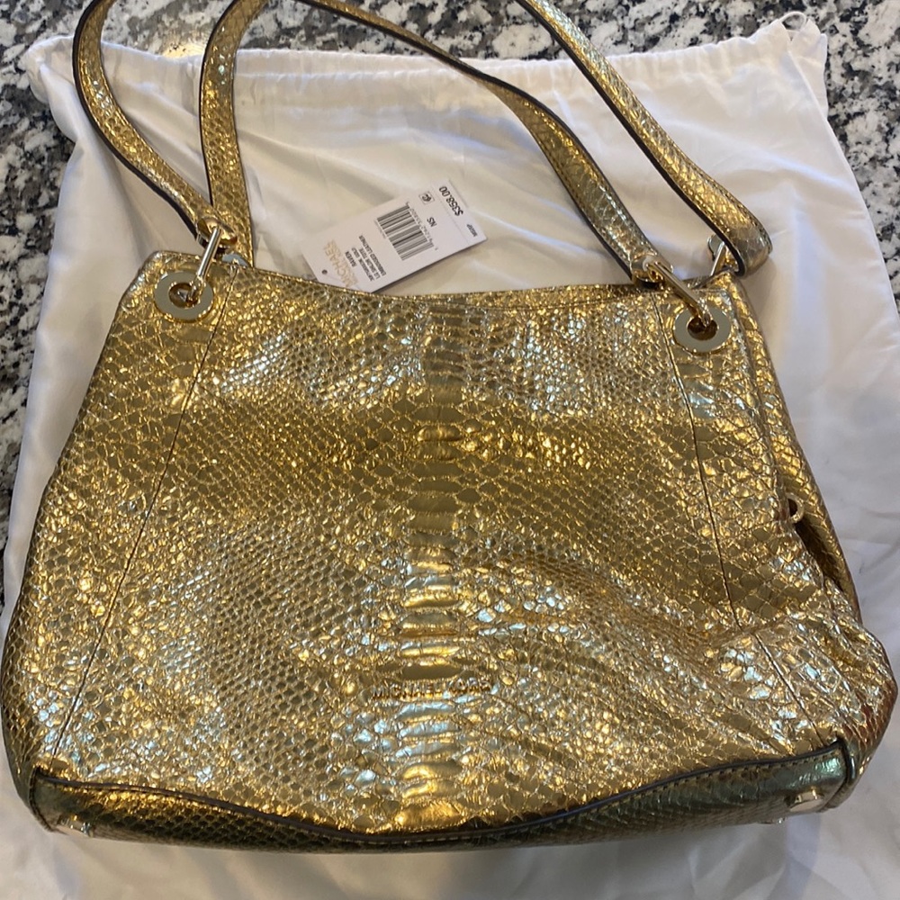 Gold Michael Kors Shoulder Tote